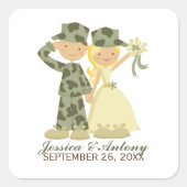 Soldaat en bride Wedding Stickers (Voorkant)