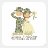 Soldaat en bride Wedding Stickers (Voorkant)