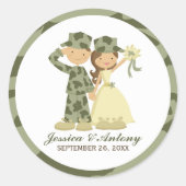 Soldaat en bride Wedding Stickers (Voorkant)