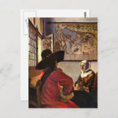 Soldaat en meisje glimlachen door Johannes Vermeer Briefkaart (Voorkant / Achterkant)