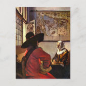 Soldaat en meisje glimlachen door Johannes Vermeer Briefkaart (Voorkant)