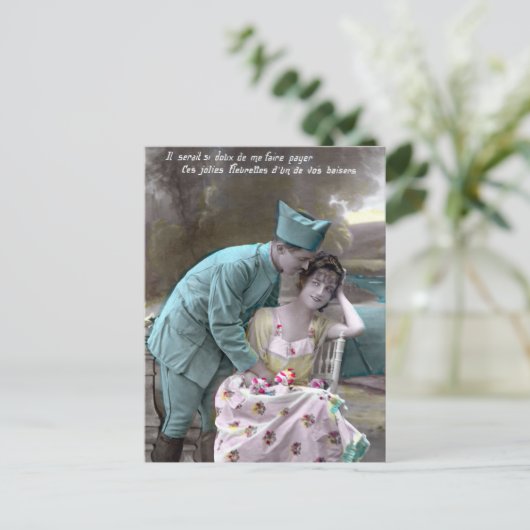 Soldaat en minnaar briefkaart (Staand voorkant)