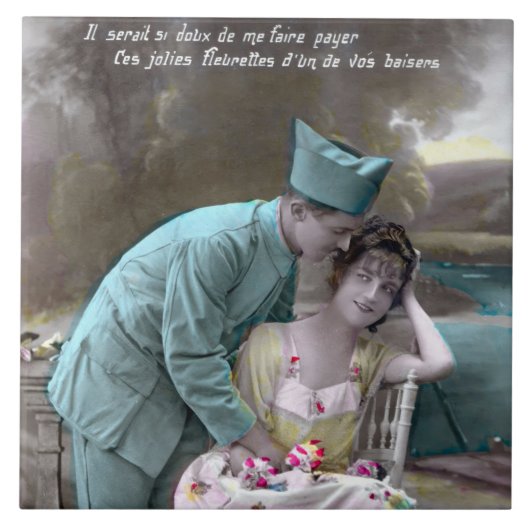 Soldaat en minnaar tegeltje (Voorkant)