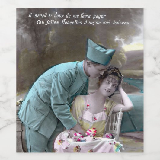 Soldaat en minnaar wijn etiket (Enkel label)