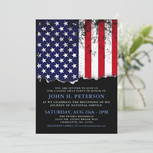 Soldaat gaat weg Party Aankondiging | FS uitnodige (Staand voorkant)