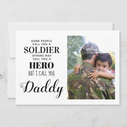 Soldaat Hero Militaire Papa Vaders Dag Fotokaart Feestdagenkaart (Voorkant)