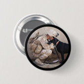 Soldaat in Camo met MIlitary Dog Ronde Button 5,7 Cm (Voorkant /achterkant)