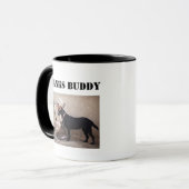 Soldaat in Fatigues met zijn militaire hond Mok (Voorkant links)