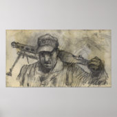 Soldaat loopt met MG Poster (Voorkant)