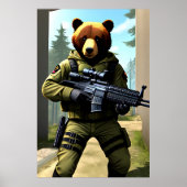 soldaat met Antropomorf beer | AI Art Poster (Voorkant)