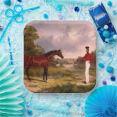 Soldaat met een agent papieren bordje (Feest)