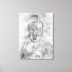 Soldaat met een geventileerde helm canvas afdruk