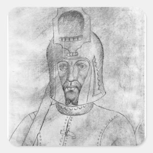 Soldaat met een geventileerde helm vierkante sticker