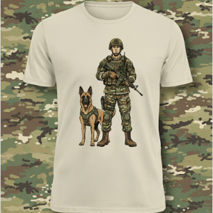Soldaat met militaire hond t-shirt