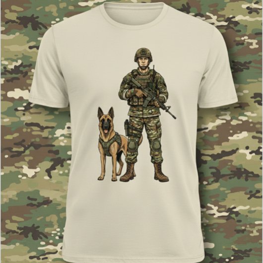 Soldaat met militaire hond t-shirt