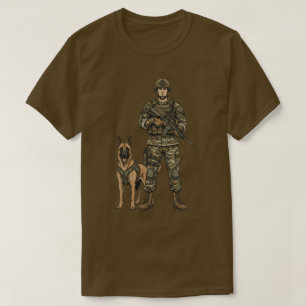 Soldaat met militaire hond t-shirt