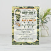 Soldaat Militaire Camo Boy Verjaardag Uitnodiging (Staand voorkant)