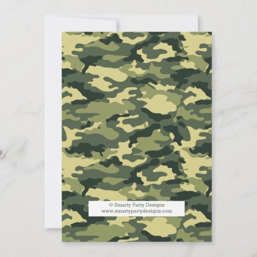Soldaat Militaire Camo Boy Verjaardag Uitnodiging (Achterkant)