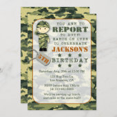 Soldaat Militaire Camo Boy Verjaardag Uitnodiging (Voorkant / Achterkant)