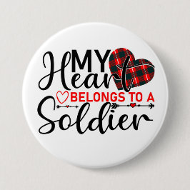Soldaat Militaire Liefde Steun Ronde Button 7,6 Cm