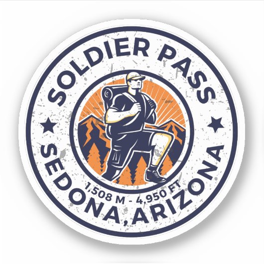 soldaat passeert Arizona wandelpaden Sticker (Voorkant)