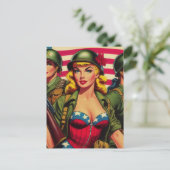  soldaat Pin-Up Briefkaart (Staand voorkant)