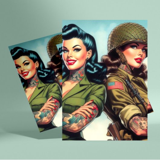 soldaat pin-ups briefkaart