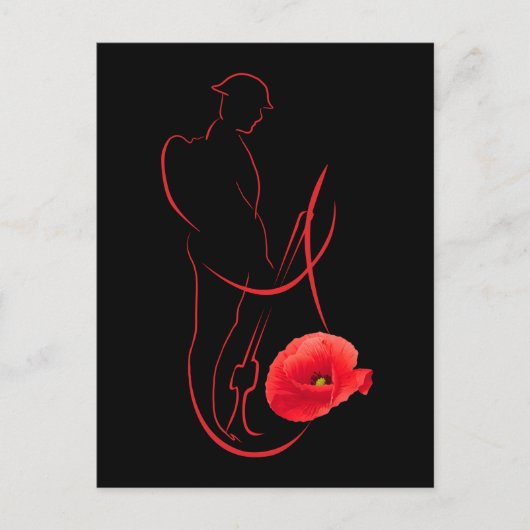 Soldaat Red Poppy Militaire Memorial Veterans Dag Briefkaart (Voorkant)