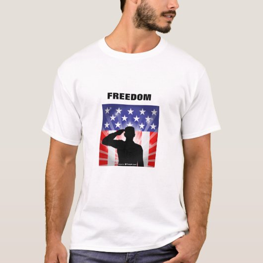 Soldaat Salutering Amerikaanse vlag T-shirt (Voorkant)