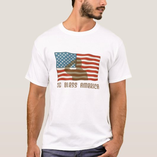 Soldaat Salutering Amerikaanse vlag T-shirt (Voorkant)