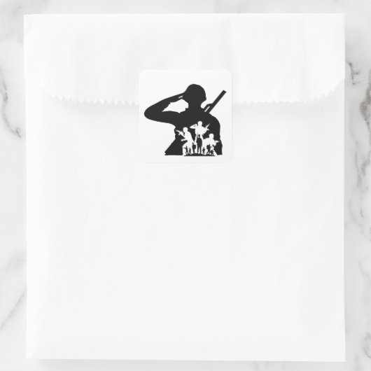 Soldaat-silhouette-sleutelhanger Vierkante Sticker (Tas)