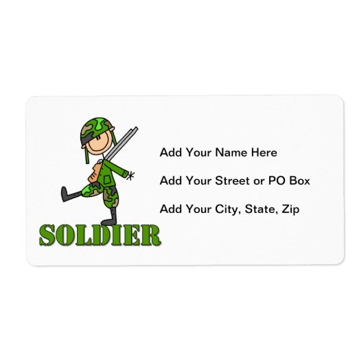 Soldaat Stickfiguur Etiket (Voorkant)