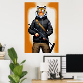 soldaat van Antropomorfe tijger | AI Art. Poster (Thuiskantoor)