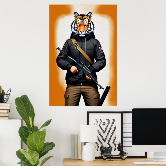soldaat van Antropomorfe tijger | AI Art. Poster (Thuiskantoor)