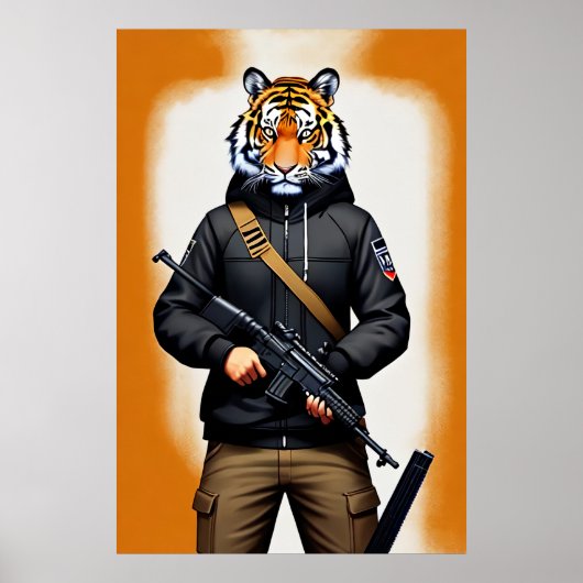 soldaat van Antropomorfe tijger | AI Art. Poster (Voorkant)