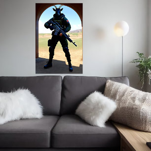 soldaat van de geit AI Art Poster