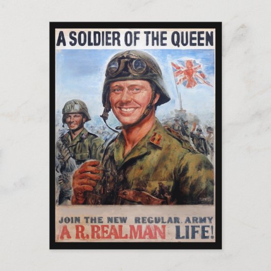 Soldaat van de Queen Army Recruitment Briefkaart (Voorkant)