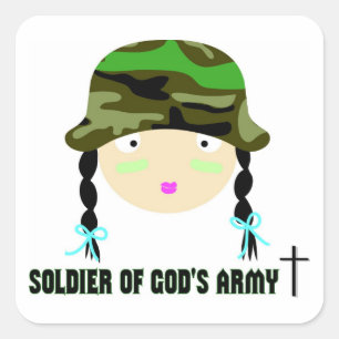 Soldaat van Gods Army Christelijk cadeau Vierkante Sticker