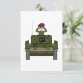 Soldaat van het Britse leger in Tank RSVP-kaart RSVP Kaartje (Staand voorkant)
