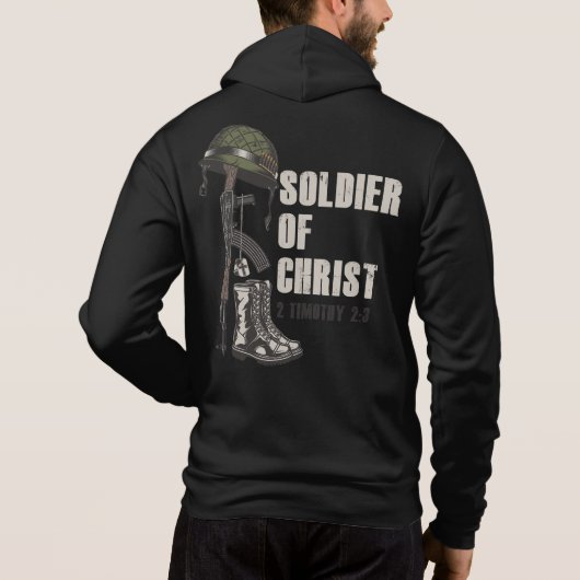 Soldaat van Jezus Christus Christelijk Legergeloof Hoodie (Achterkant)