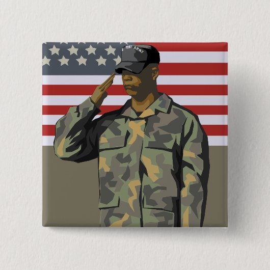 Soldaat Vierkante Button 5,1 Cm (Voorkant)