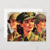  soldaat vrouw illustratie briefkaart (Voorkant / Achterkant)