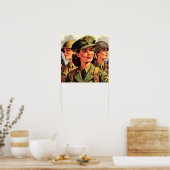 soldaat vrouw illustratie poster (Keuken)