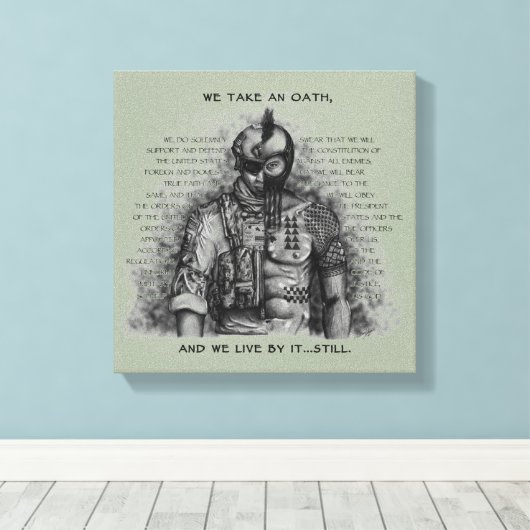 Soldaat Warrior - Eath past achtergrondkleur aan Canvas Afdruk (Insitu (Houten vloer))