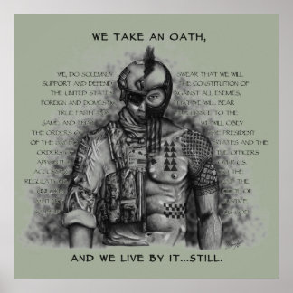 Soldaat Warrior - Eath past achtergrondkleur aan Poster