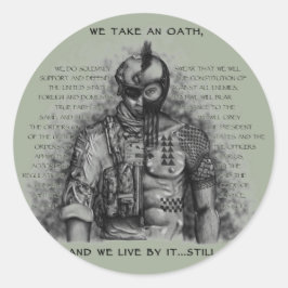 Soldaat Warrior - Eath past achtergrondkleur aan Ronde Sticker