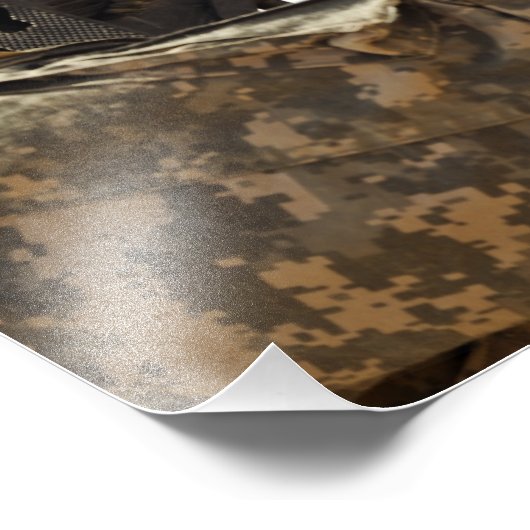 soldaat zet vijandelijke troepen in foto afdruk (Hoek)