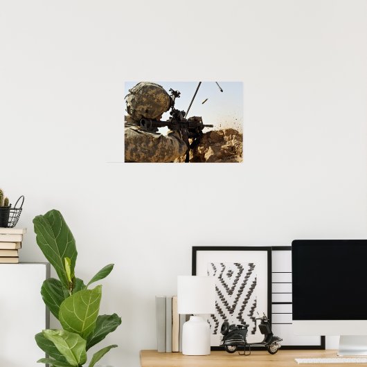 soldaat zet vijandelijke troepen in poster (Thuiskantoor)