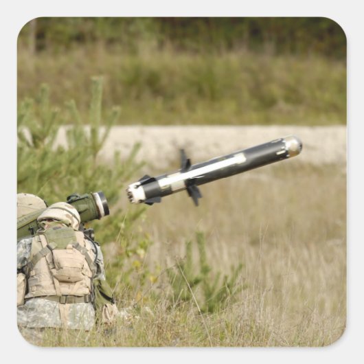 soldaten die een FGM-148 Javelin ontslaan Vierkante Sticker (Voorkant)