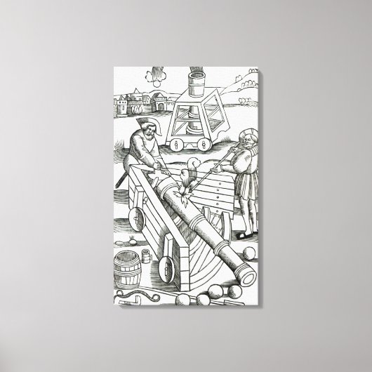 Soldaten die een kanon afvuren canvas afdruk (Voorkant)